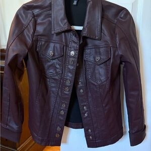 White House Black Market Deep Burgundy Leather Jacket